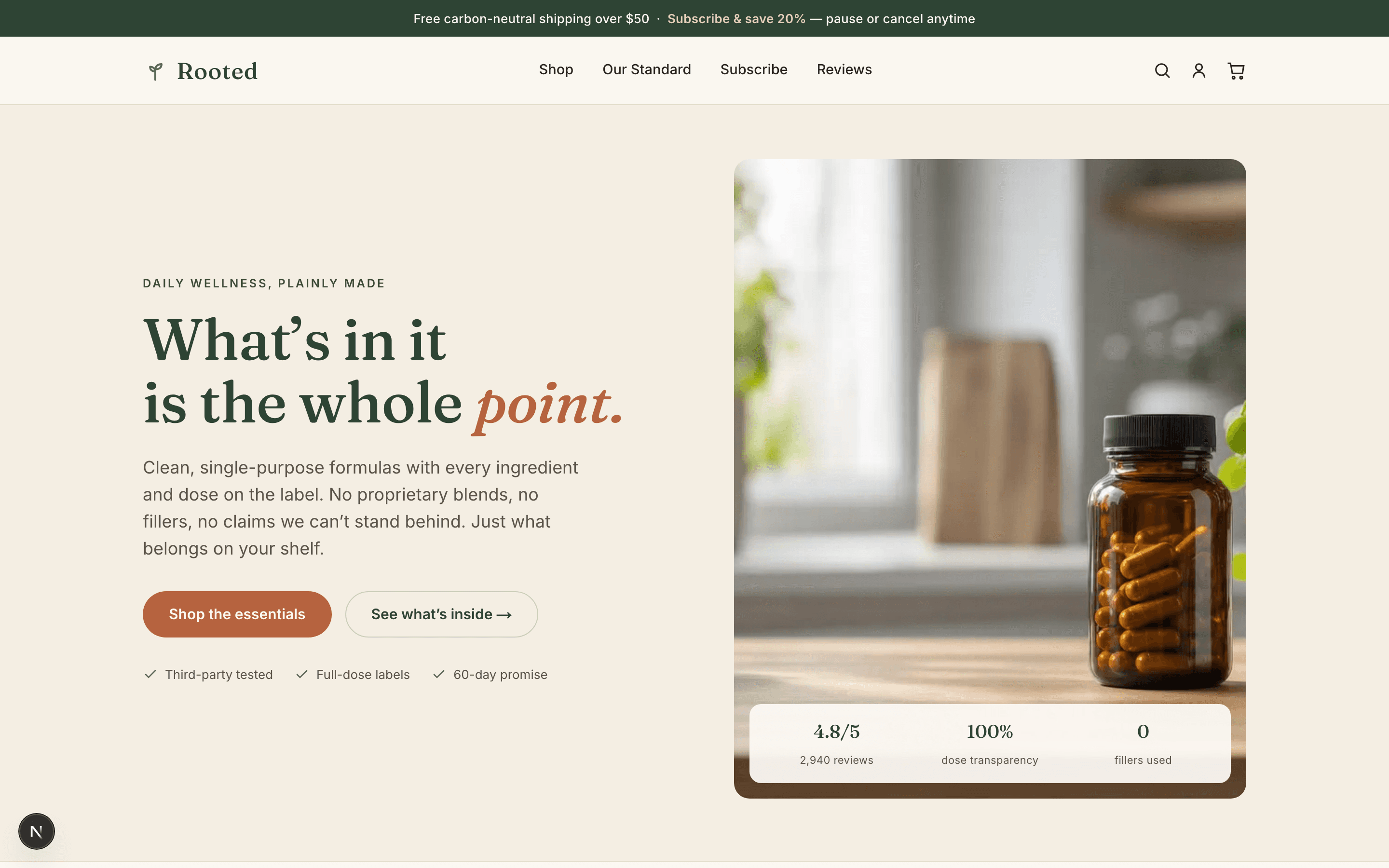 Rooted storefront